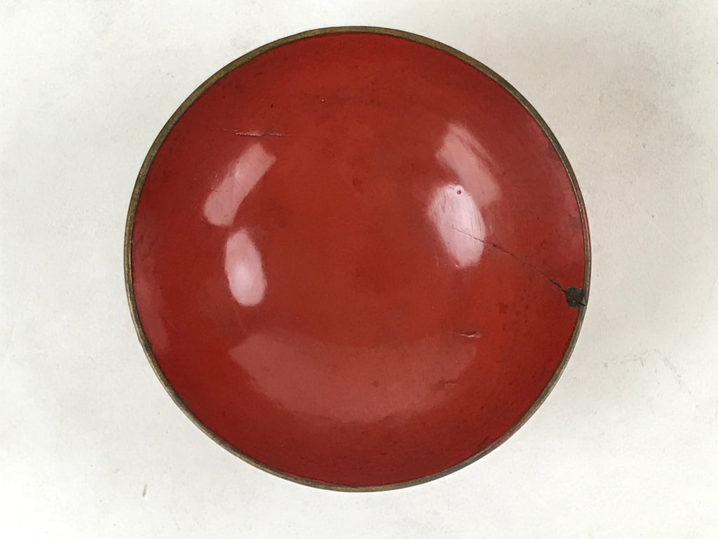 Antique Japanese Lacquer Lidded Bowl Wood Nimonowan Makie Chrysanthemum Red LB85