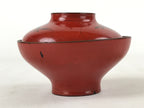 Antique Japanese Lacquer Lidded Bowl Wood Nimonowan Makie Chrysanthemum Red LB86