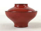 Antique Japanese Lacquer Lidded Bowl Wood Nimonowan Makie Chrysanthemum Red LB86