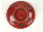 Antique Japanese Lacquer Lidded Bowl Wood Nimonowan Makie Chrysanthemum Red LB86