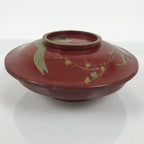 Antique Japanese Lacquer Wood Lidded Large Bowl Makie Gold Red Plum Crane L611