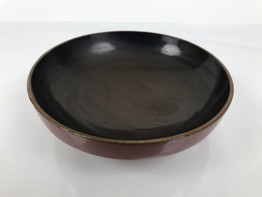 Antique Japanese Lacquer Wood Lidded Large Bowl Makie Gold Red Plum Crane L611