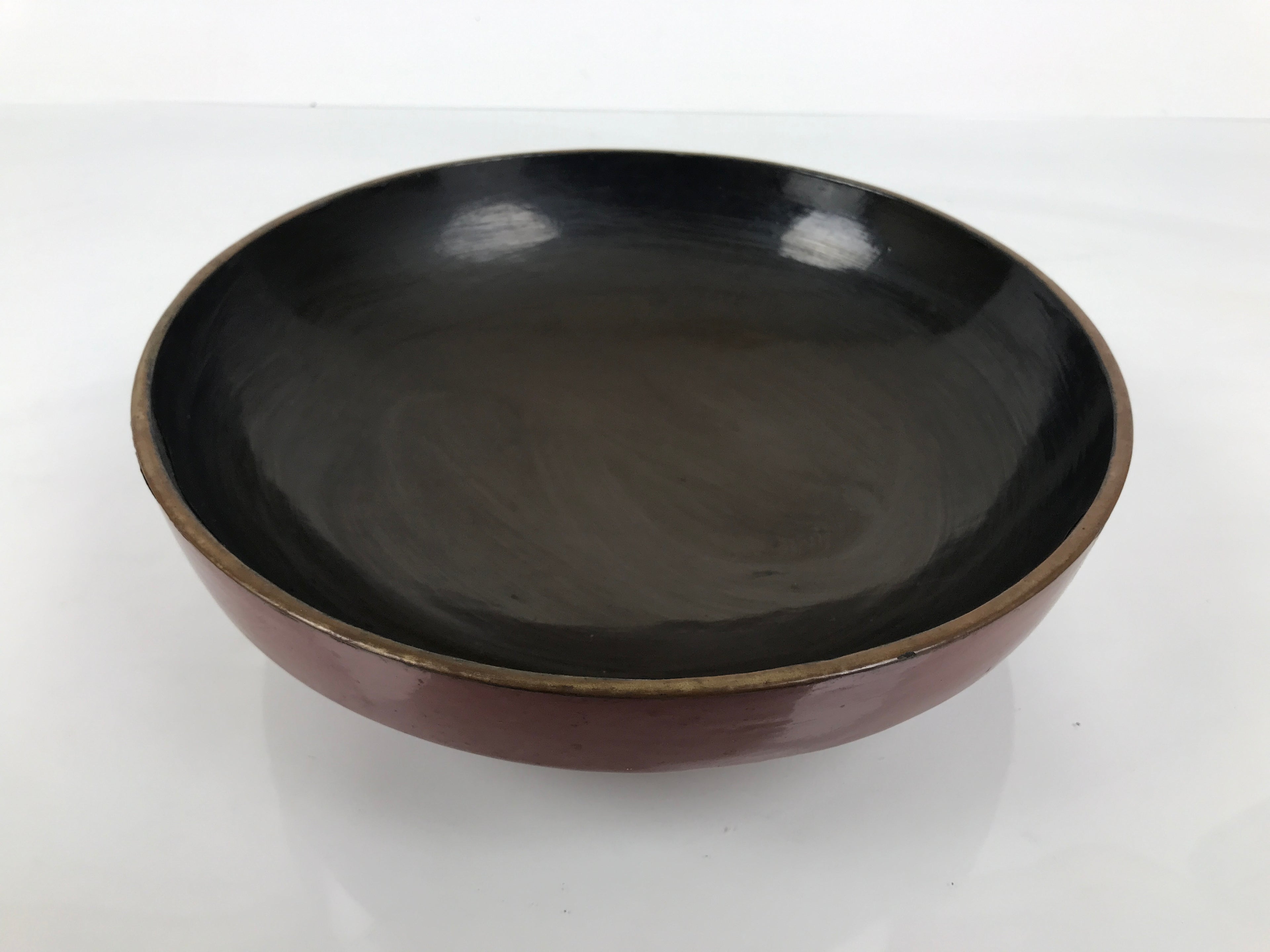 Antique Japanese Lacquer Wood Lidded Large Bowl Makie Gold Red Plum Crane L611
