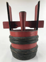 Antique Japanese Lacquer Wood Tsunodaru Celebration Sake Barrel Cask Red BK23