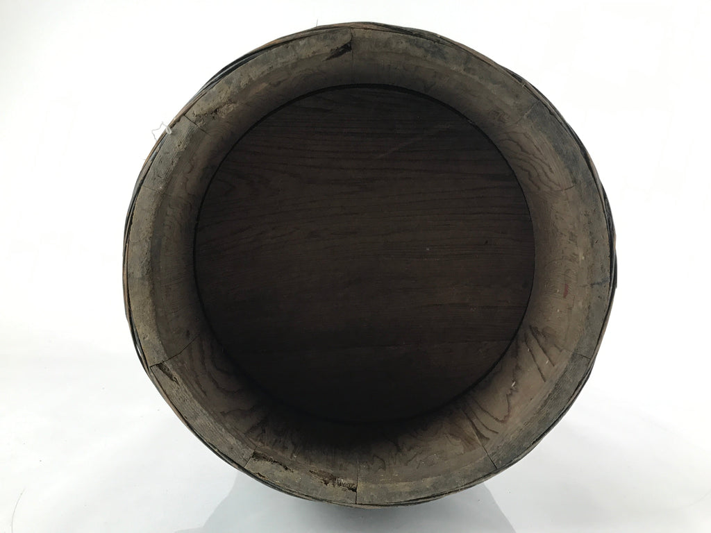 Antique Japanese Lacquer Wood Tsunodaru Celebration Sake Barrel Cask Red BK23