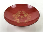 Antique Japanese Lacquered Sake Cup Sakazuki Ho-Oh Bird Guinomi Ochoko Red G275