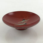 Antique Japanese Lacquered Sake Cup Sakazuki Red 2 Cranes Guinomi Ochoko G79
