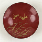 Antique Japanese Lacquered Sake Cup Sakazuki Red Japanese Army Dragon Fly G82