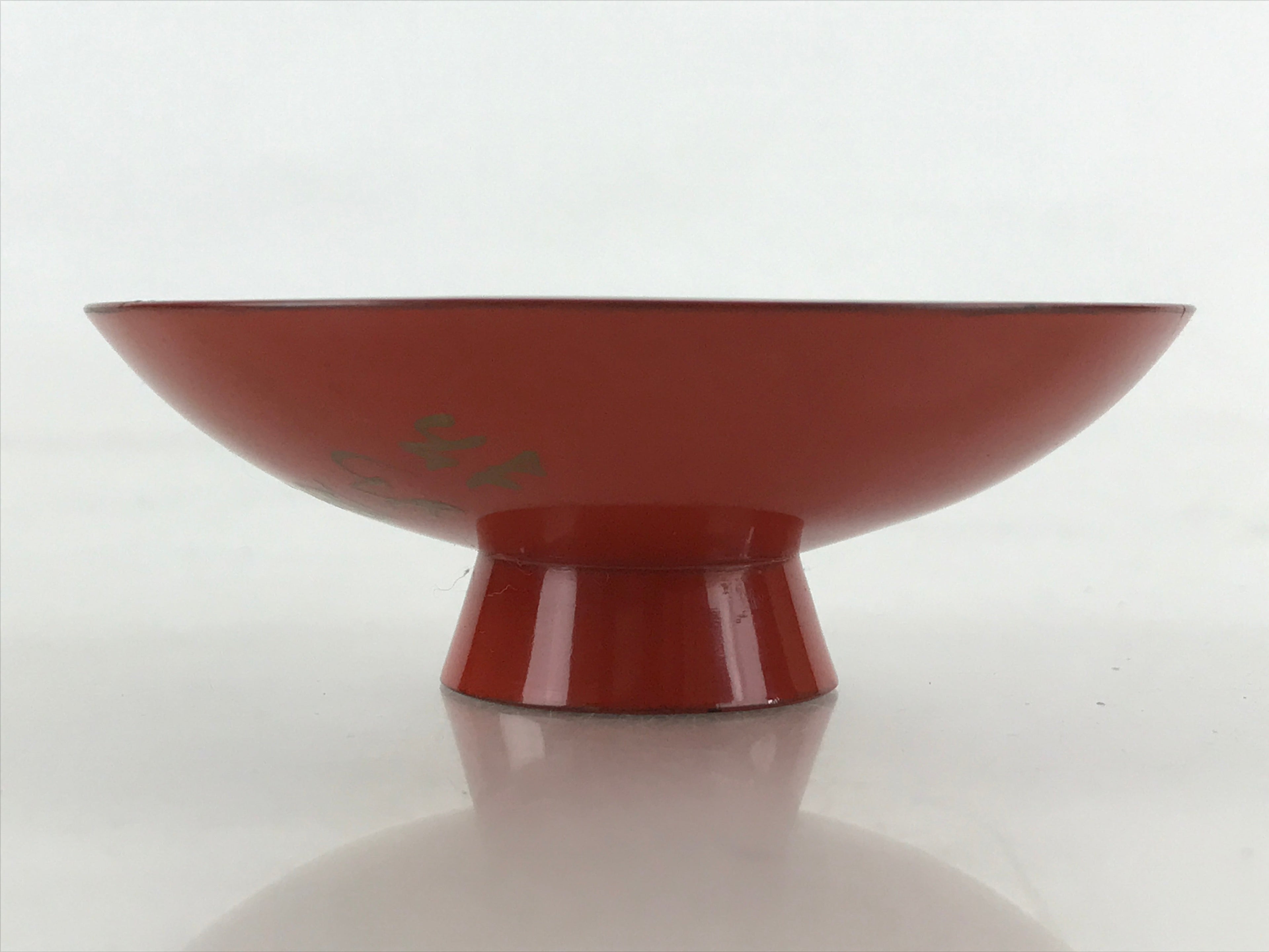 Antique Japanese Lacquered Sake Cup Sakazuki Red Man Play Koto Guinomi Ochoko G7
