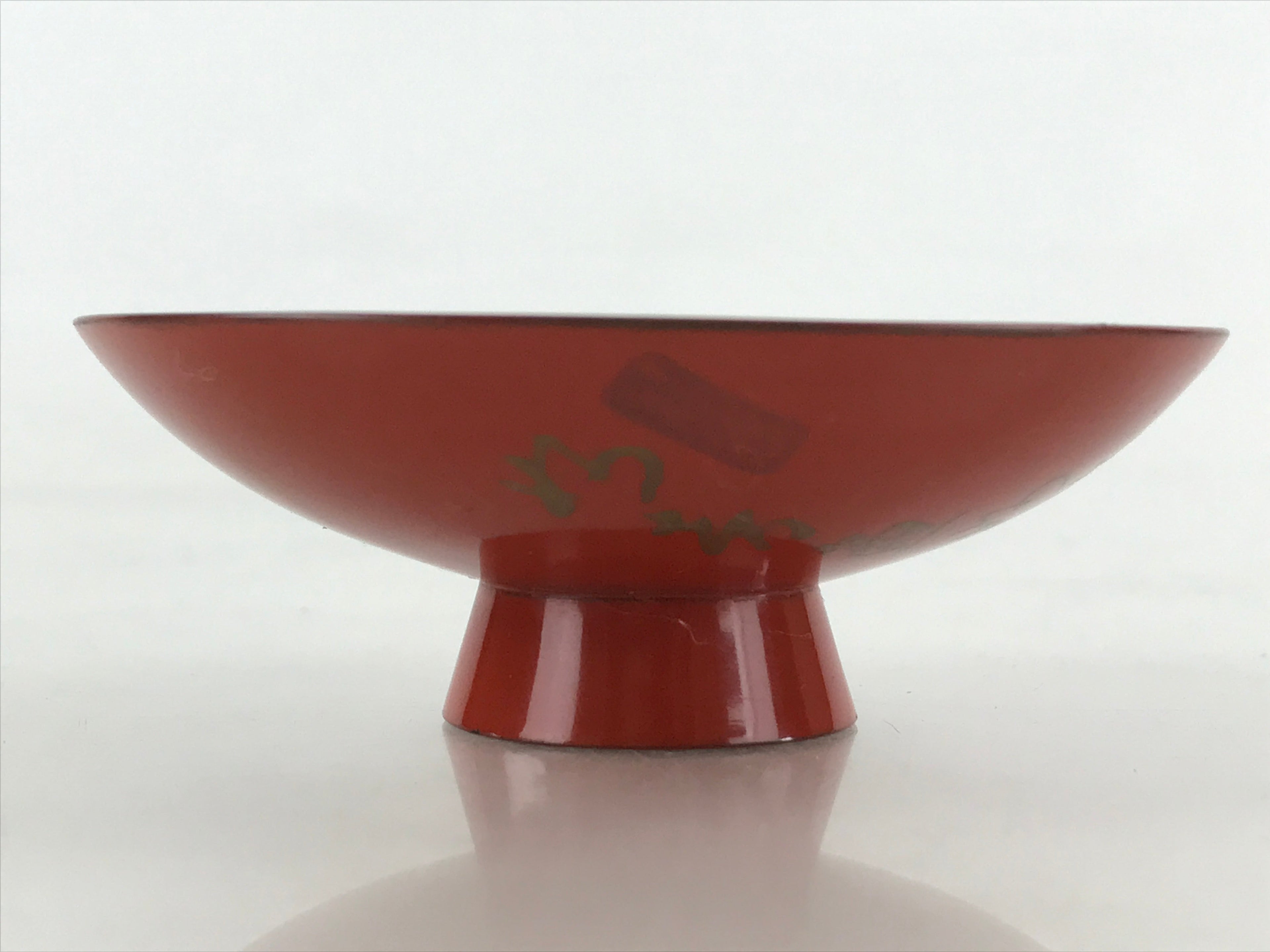 Antique Japanese Lacquered Sake Cup Sakazuki Red Man Play Koto Guinomi Ochoko G7