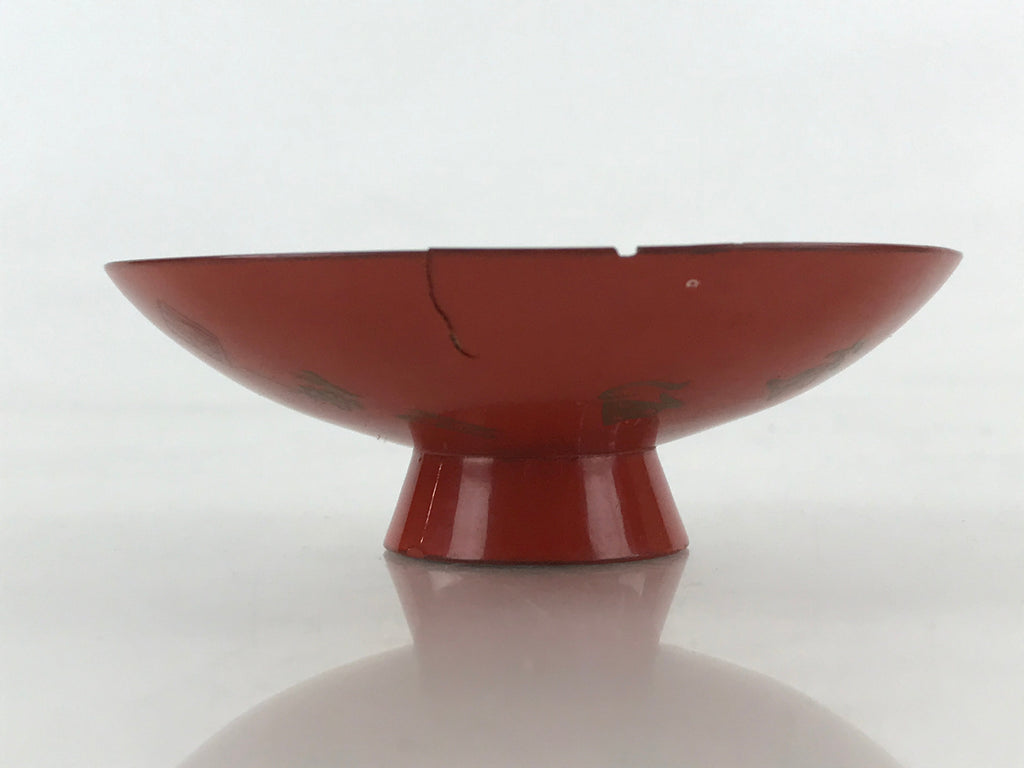 Antique Japanese Lacquered Sake Cup Sakazuki Red Men Talking Guinomi Ochoko G81
