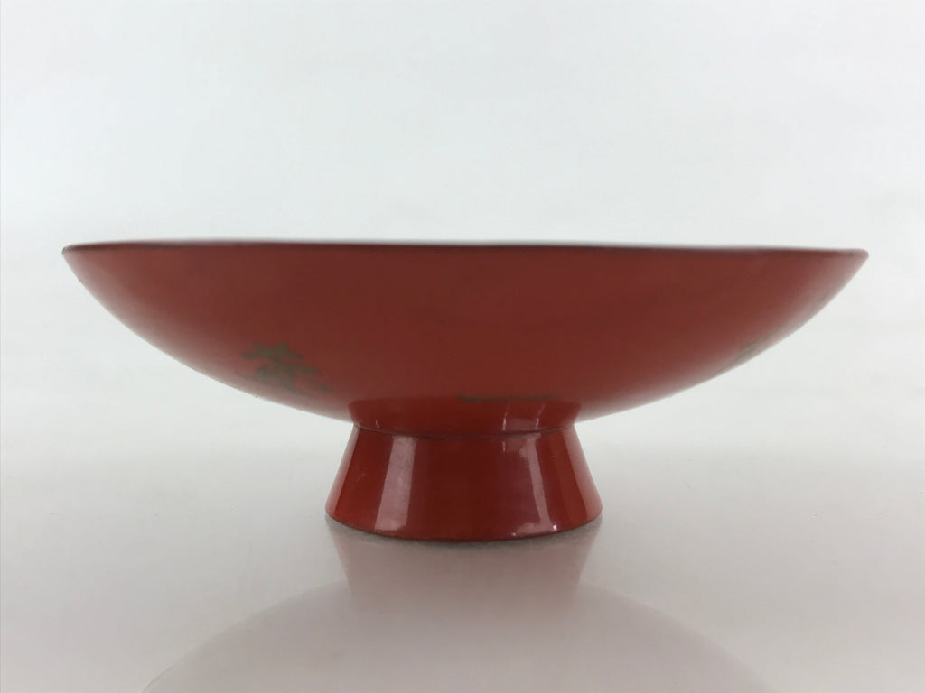 Antique Japanese Lacquered Sake Cup Sakazuki Red Men Talking Guinomi Ochoko G81