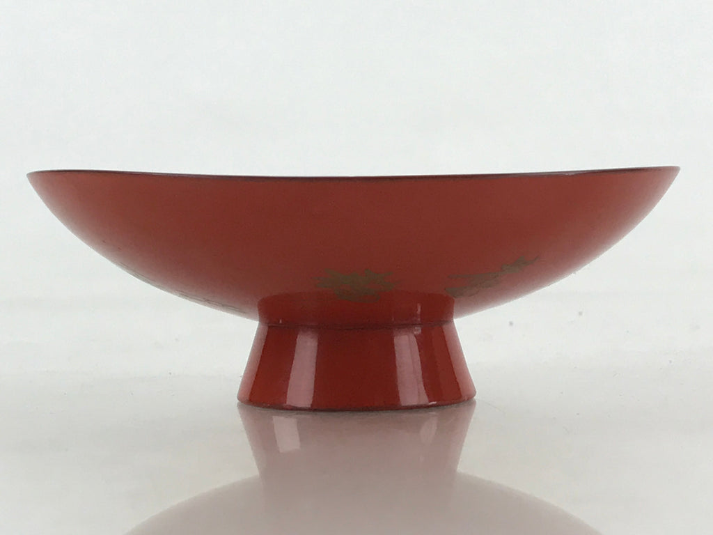 Antique Japanese Lacquered Sake Cup Sakazuki Red Men Talking Guinomi Ochoko G83