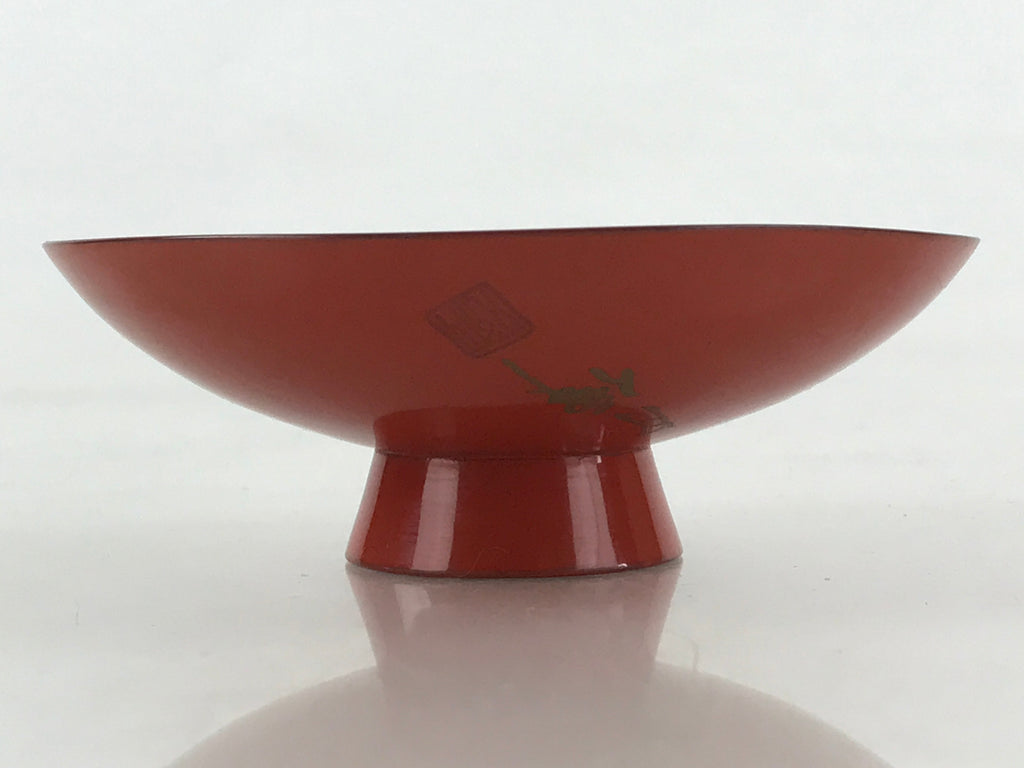 Antique Japanese Lacquered Sake Cup Sakazuki Red Men Talking Guinomi Ochoko G83