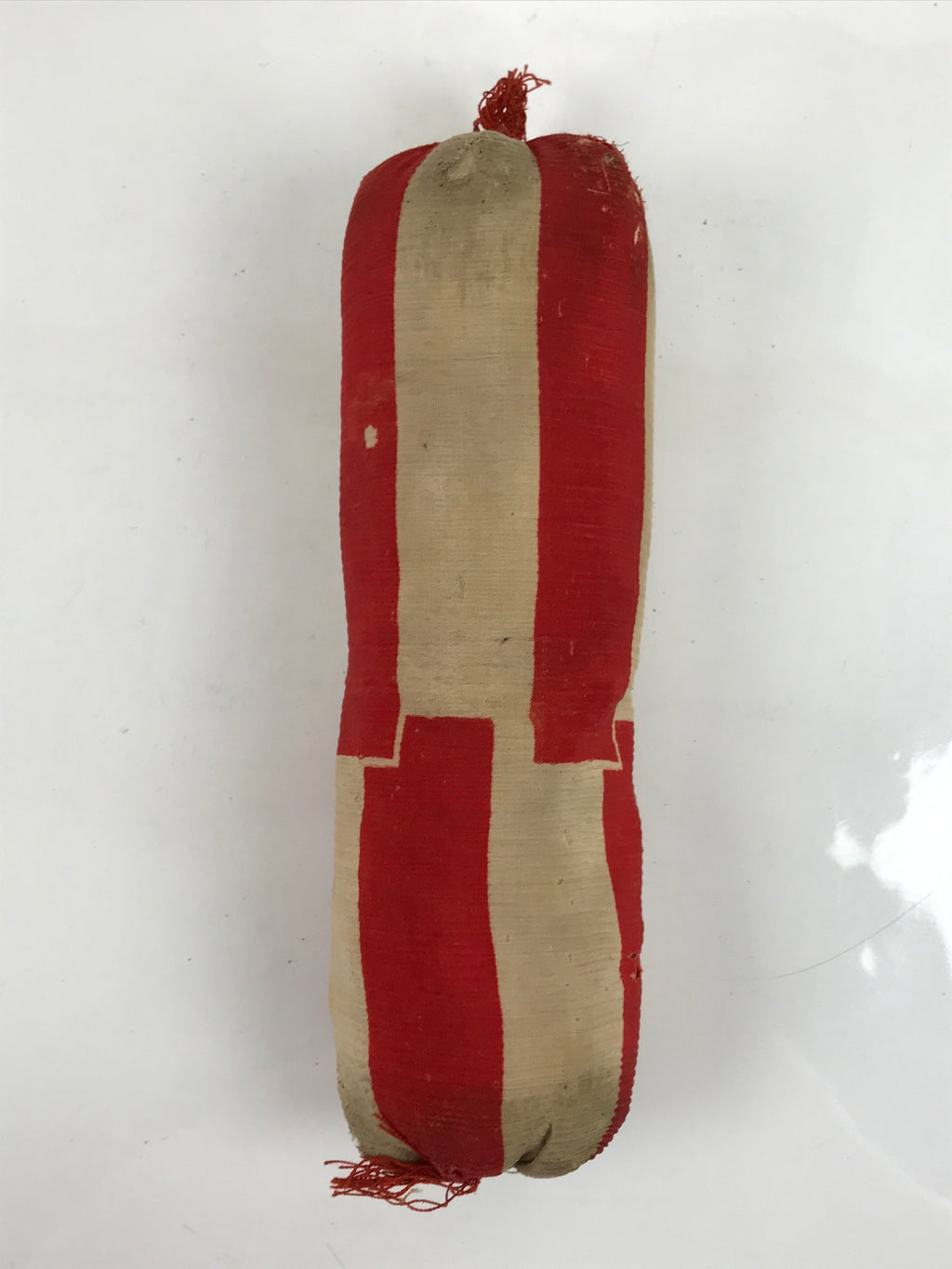 Antique Japanese Lacquered Wood Silk Takamakura Neck Pillow Geisha Red JK703
