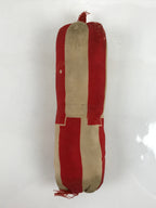 Antique Japanese Lacquered Wood Silk Takamakura Neck Pillow Geisha Red JK703