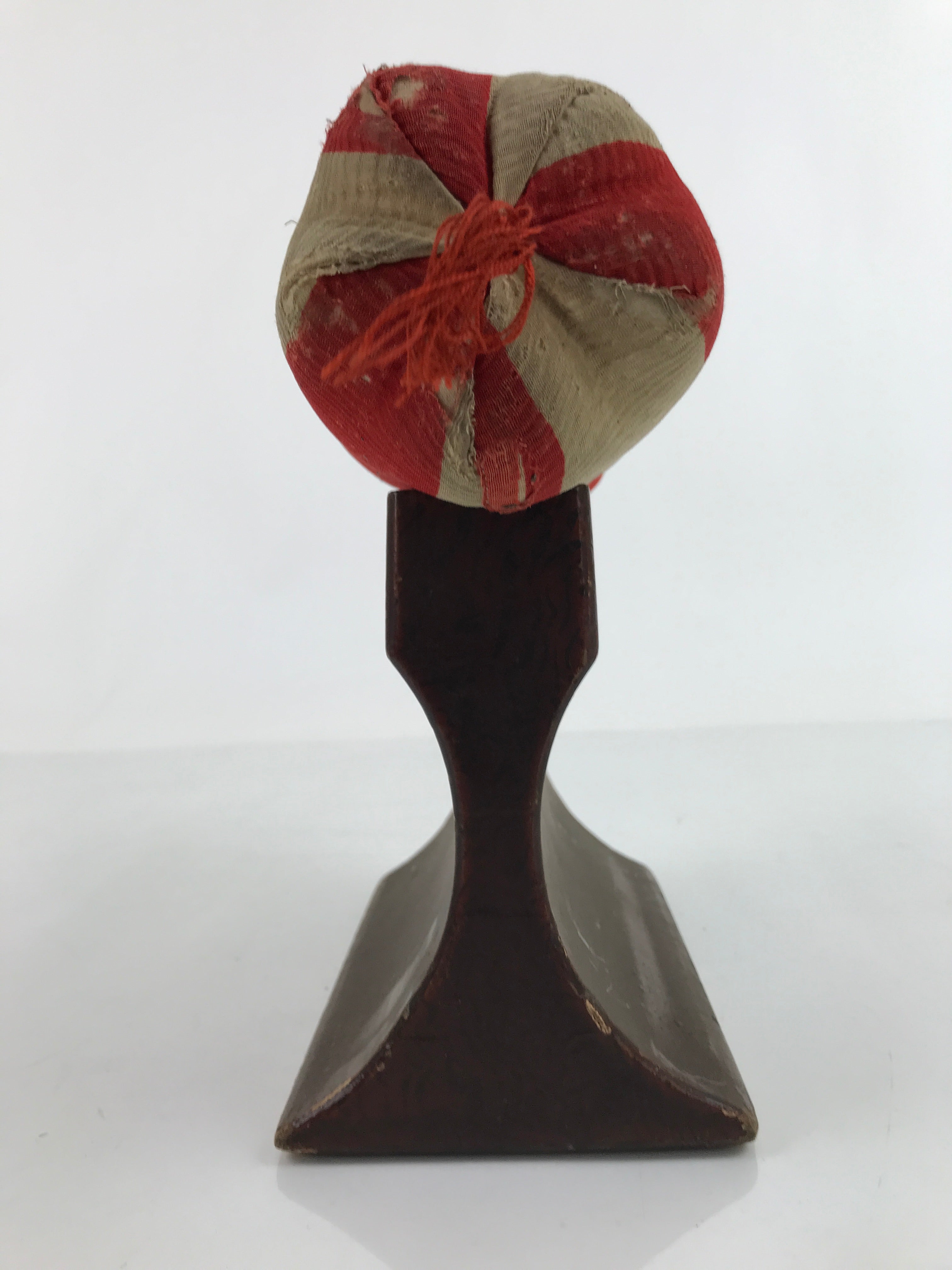 Antique Japanese Lacquered Wood Silk Takamakura Neck Pillow Geisha Red JK703