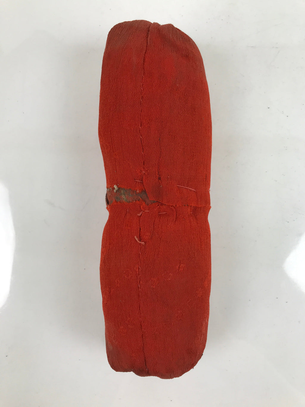 Antique Japanese Lacquered Wood Silk Takamakura Neck Pillow Geisha Red JK707