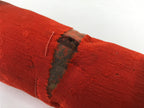 Antique Japanese Lacquered Wood Silk Takamakura Neck Pillow Geisha Red JK707