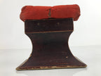 Antique Japanese Lacquered Wood Silk Takamakura Neck Pillow Geisha Red JK707