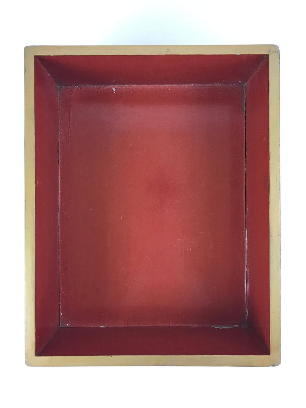 Antique Japanese Lacquered Wooden Big Storage Box With Lid Black Red L69
