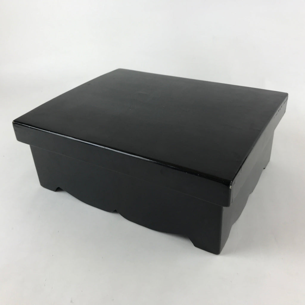 Antique Japanese Lacquered Wooden Big Storage Box With Lid Black Red L69