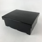 Antique Japanese Lacquered Wooden Big Storage Box With Lid Black Red L69