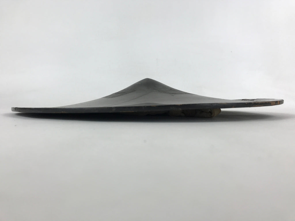 Antique Japanese Lacquered Wooden Hat Jingasa Samurai Hat Hinomaru Crest JK605