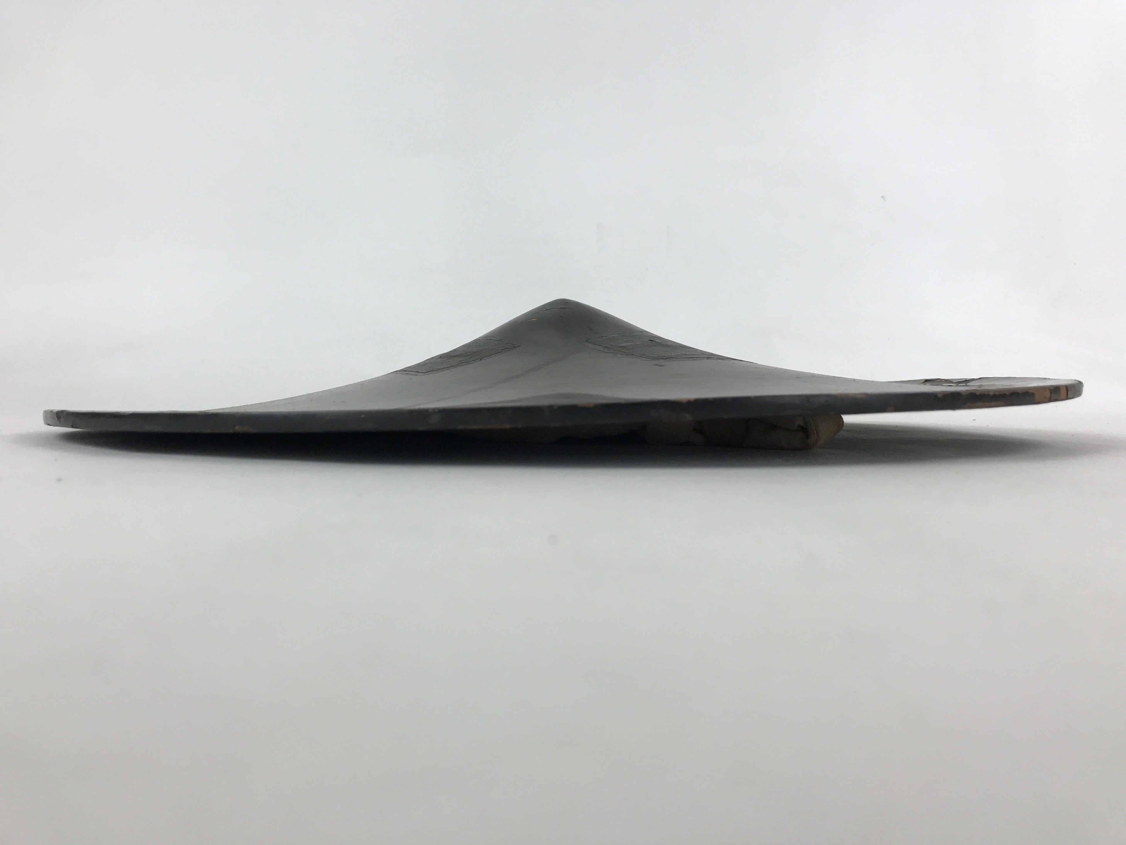 Antique Japanese Lacquered Wooden Hat Jingasa Samurai Hat Hinomaru Crest JK605