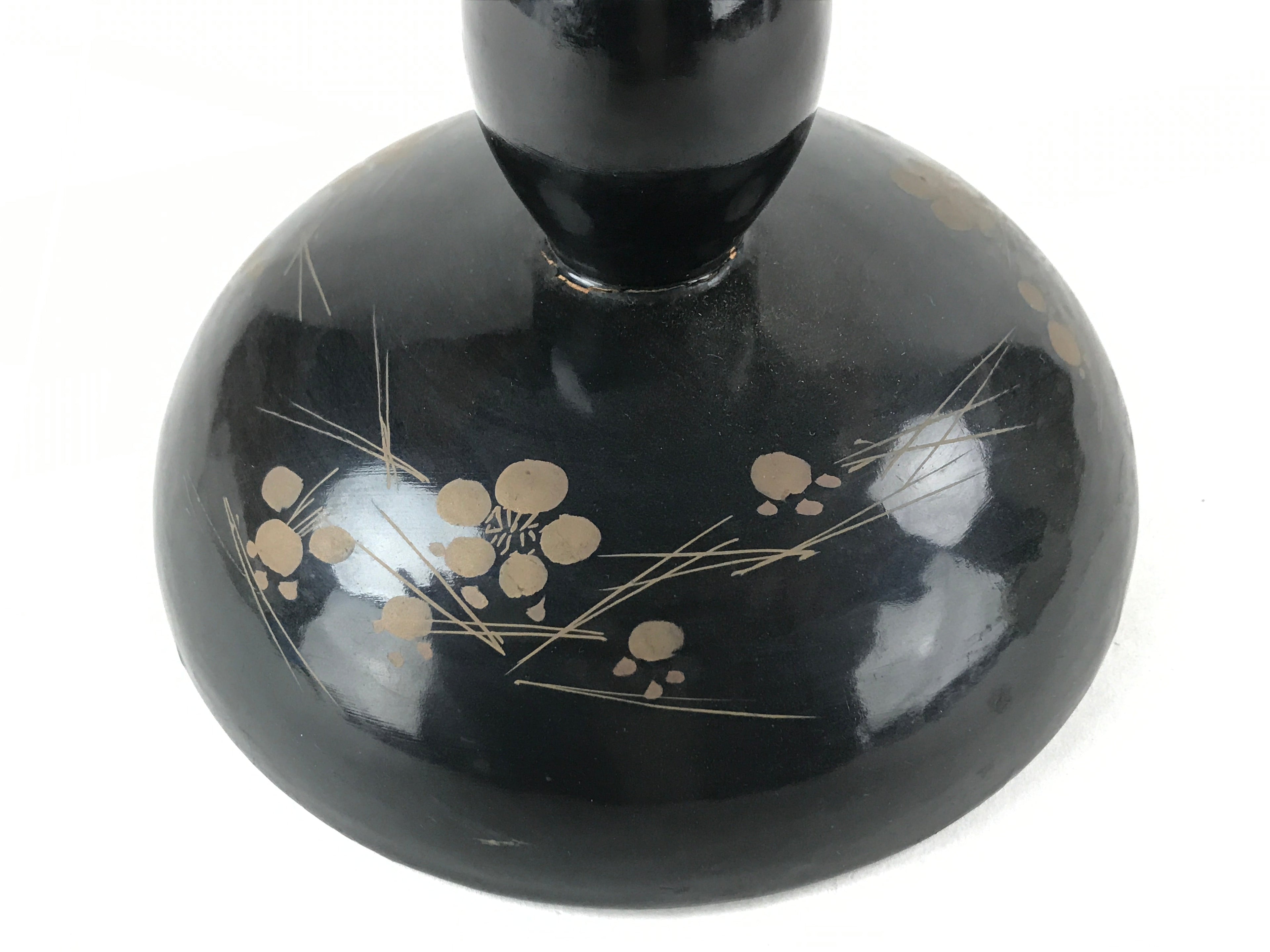 Antique Japanese Lacquered Wooden Makie Serving Table Takatsuki Crane Gold L100