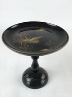 Antique Japanese Lacquered Wooden Makie Serving Table Takatsuki Crane Gold L100