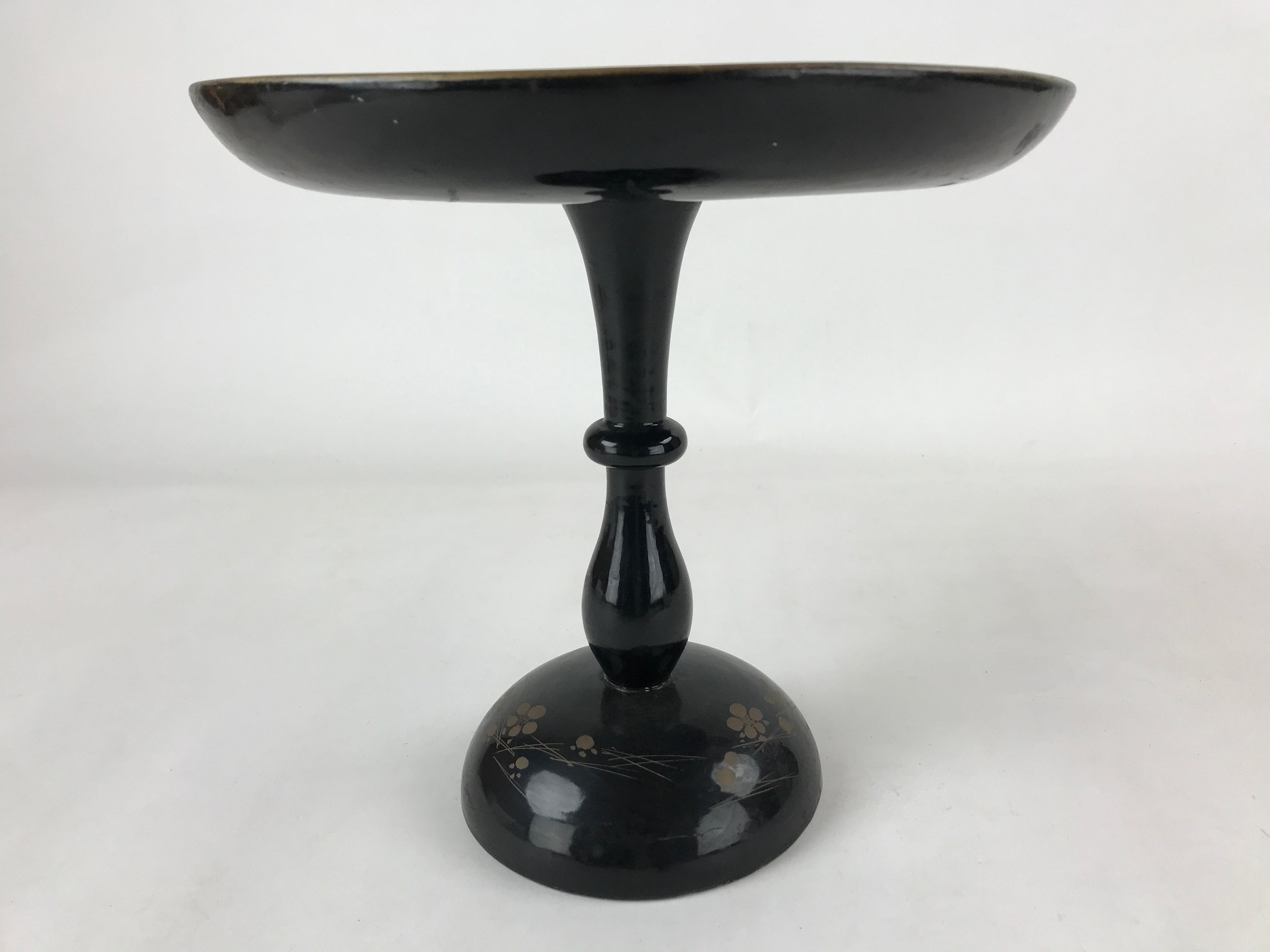 Antique Japanese Lacquered Wooden Makie Serving Table Takatsuki Crane Gold L100