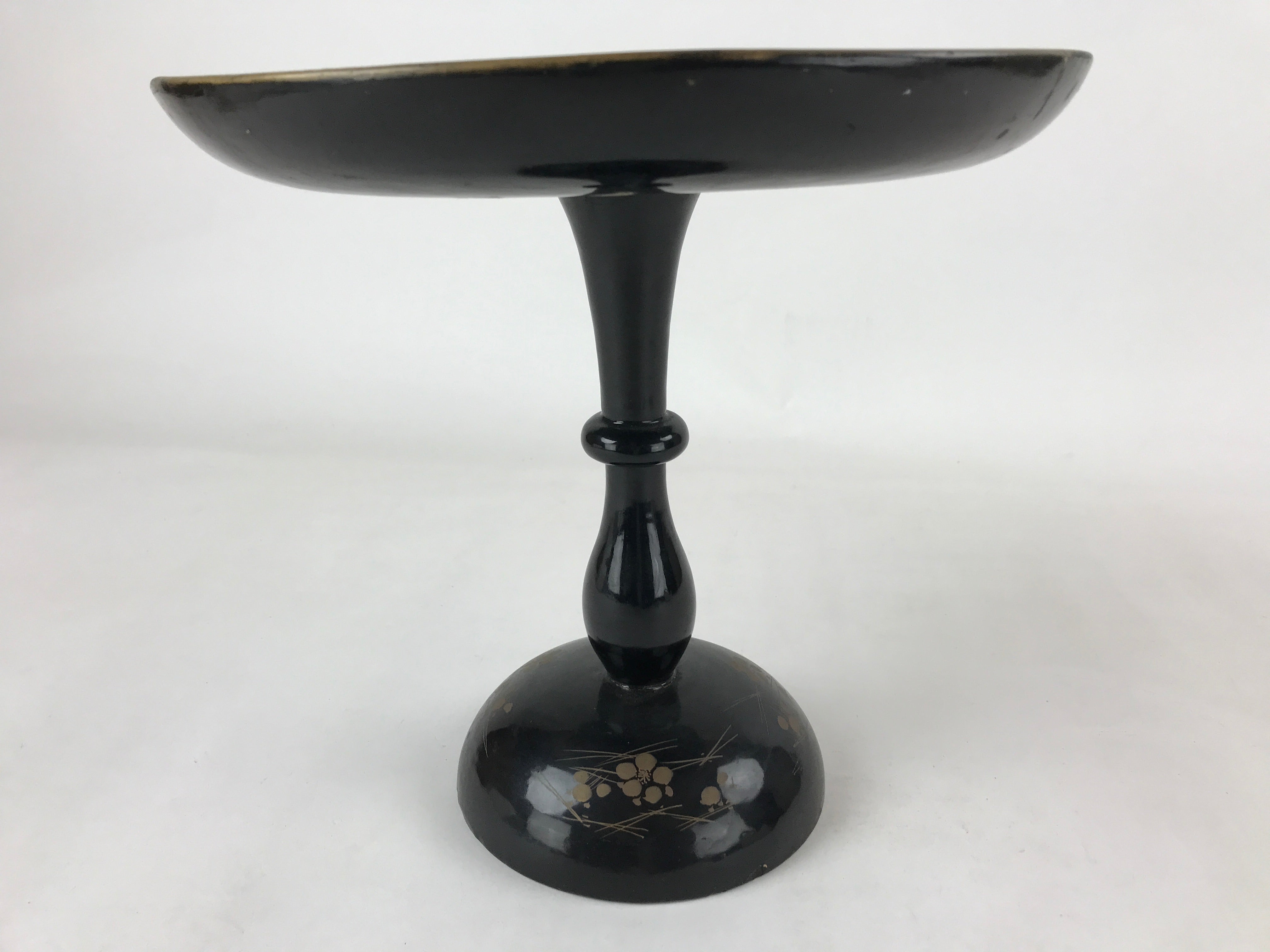 Antique Japanese Lacquered Wooden Makie Serving Table Takatsuki Crane Gold L100