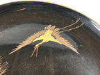 Antique Japanese Lacquered Wooden Makie Serving Table Takatsuki Crane Gold L100