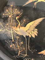 Antique Japanese Lacquered Wooden Makie Serving Table Takatsuki Crane Gold L100