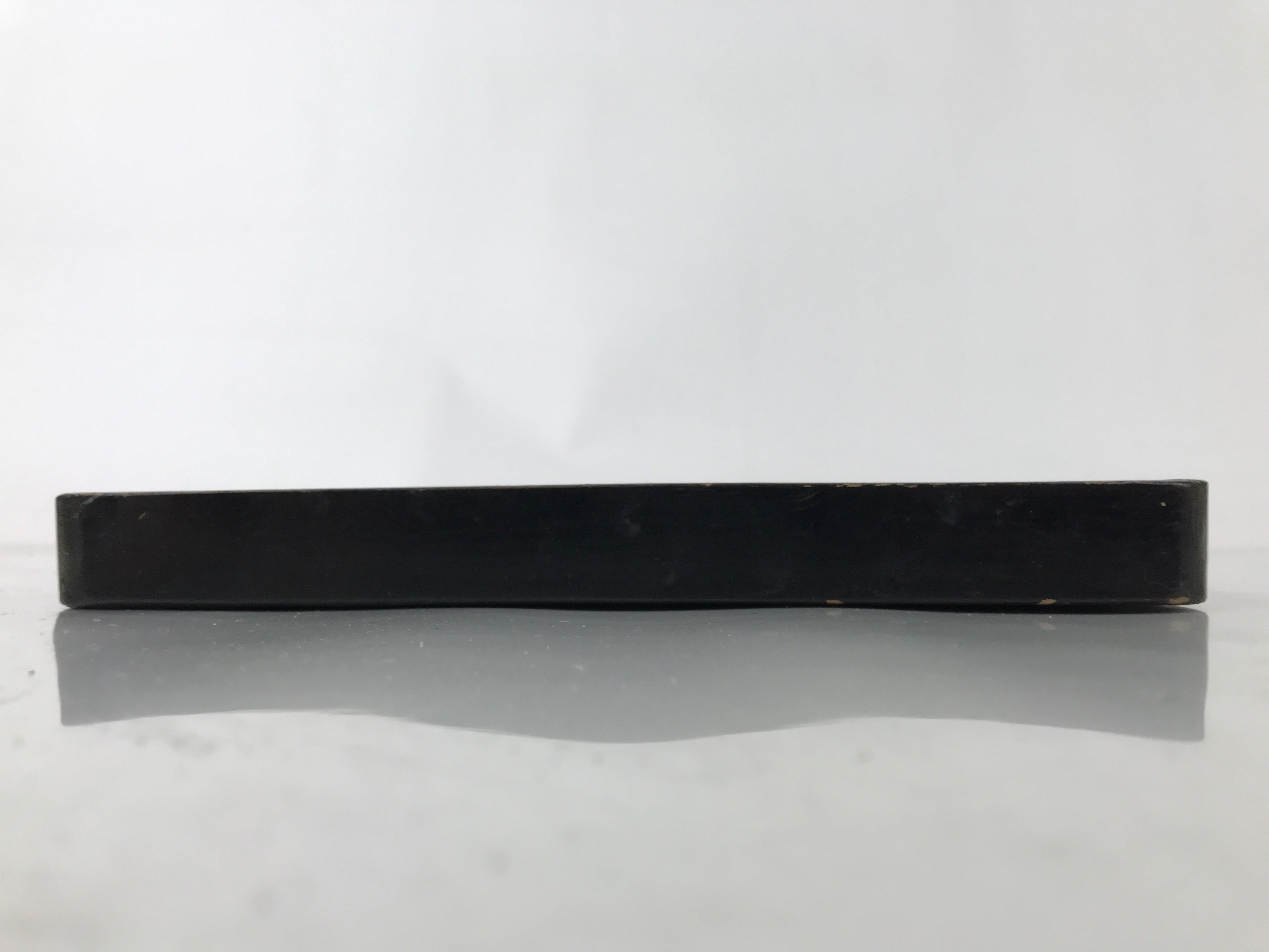 Antique Japanese Lacquered Wooden Serving Tray Obon Vtg Square Black Flag L385
