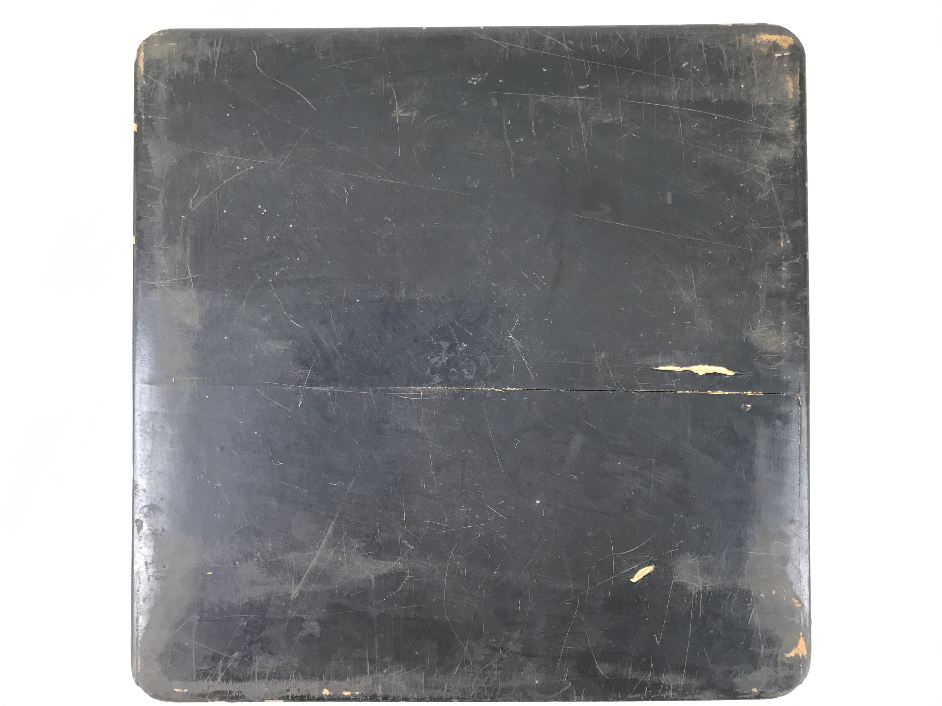 Antique Japanese Lacquered Wooden Serving Tray Obon Vtg Square Black Flag L385