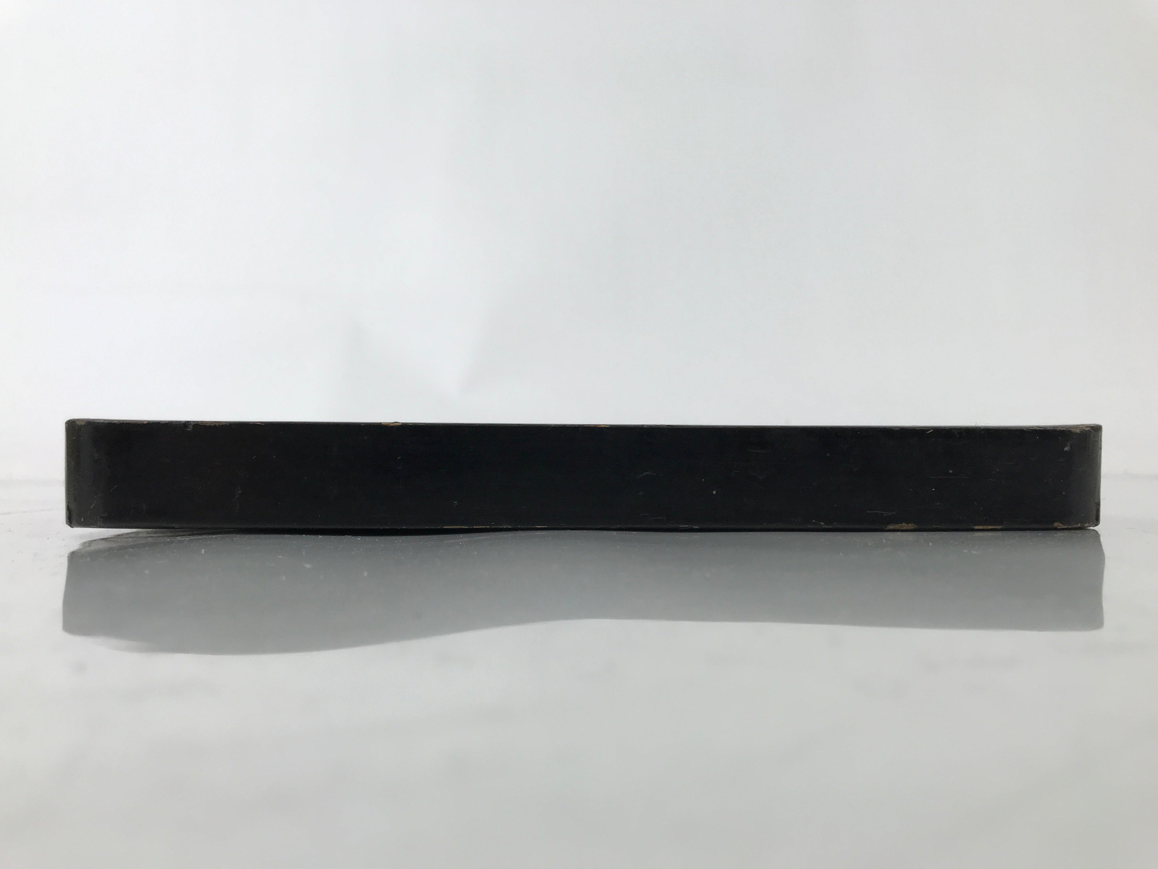 Antique Japanese Lacquered Wooden Serving Tray Obon Vtg Square Black Flag L385
