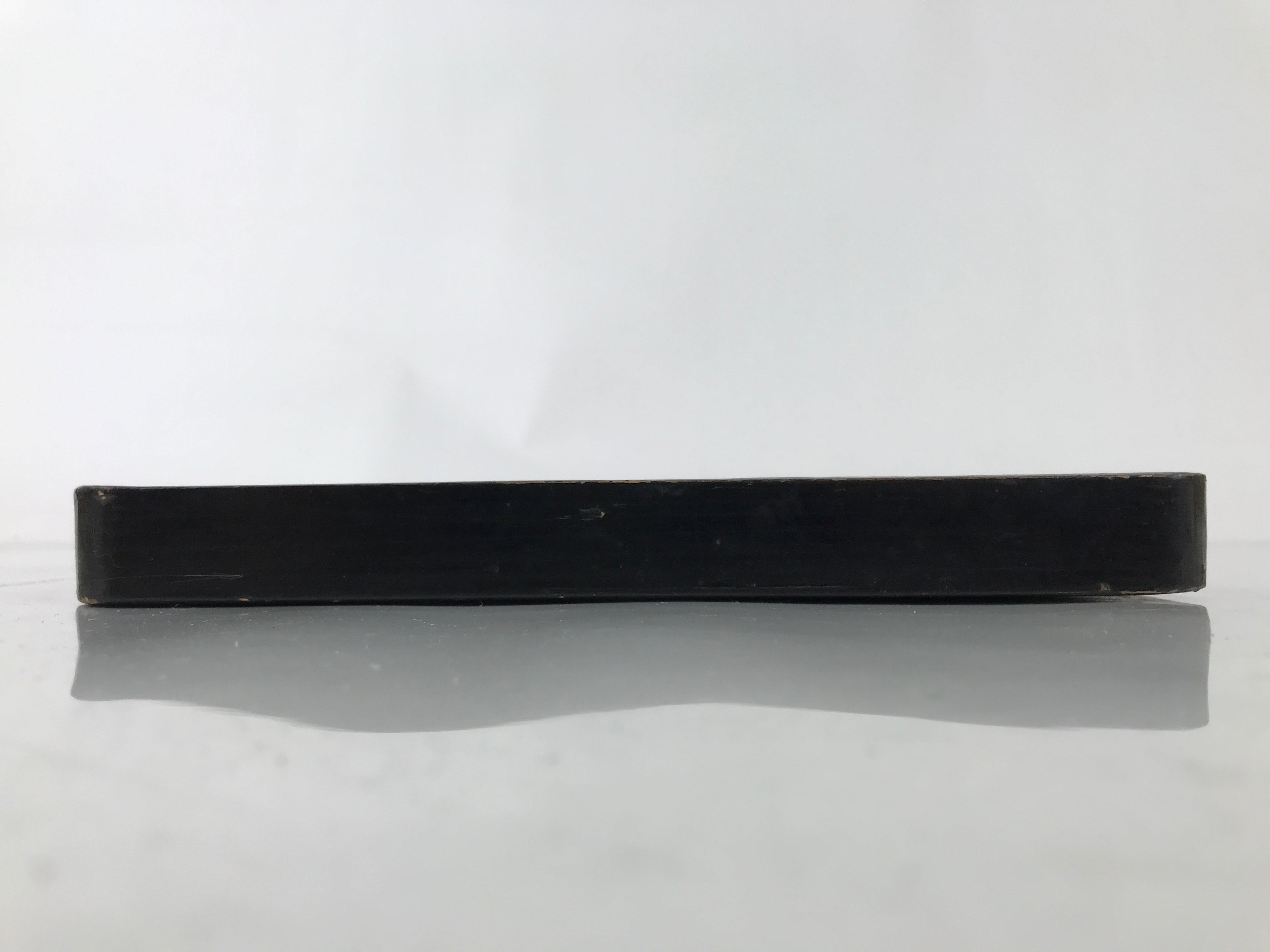 Antique Japanese Lacquered Wooden Serving Tray Obon Vtg Square Black Flag L385