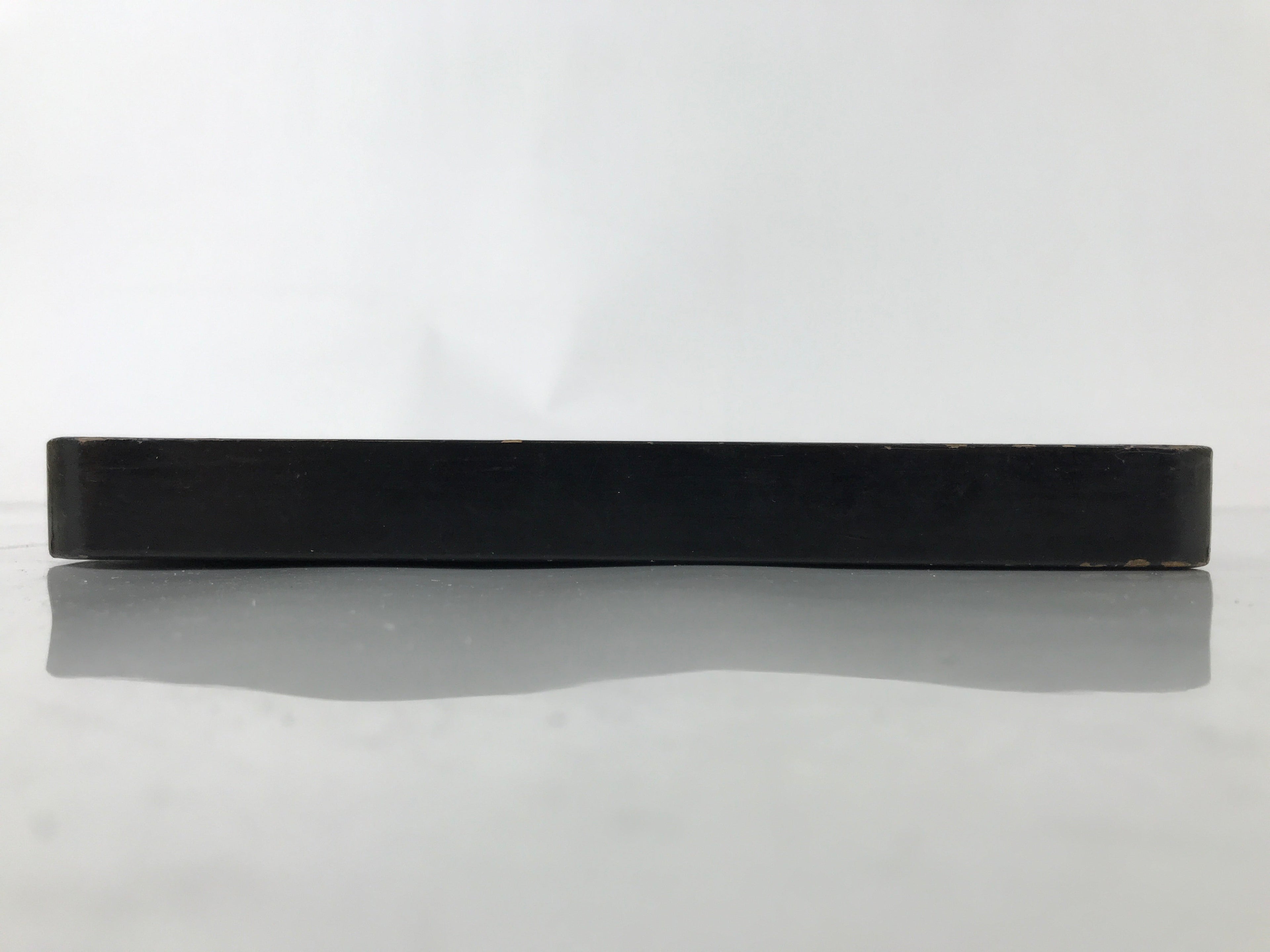 Antique Japanese Lacquered Wooden Serving Tray Obon Vtg Square Black Flag L385
