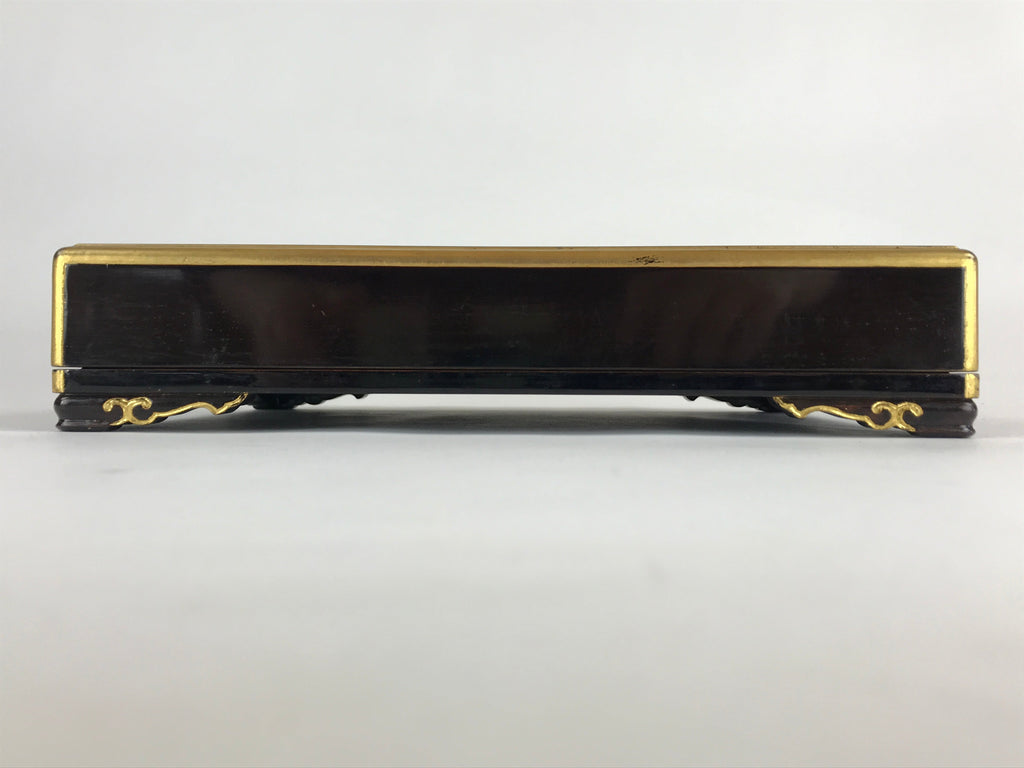 Antique Japanese Lacquerware Lidded Box Wood Fumibako Letter Book Butsudan FB70