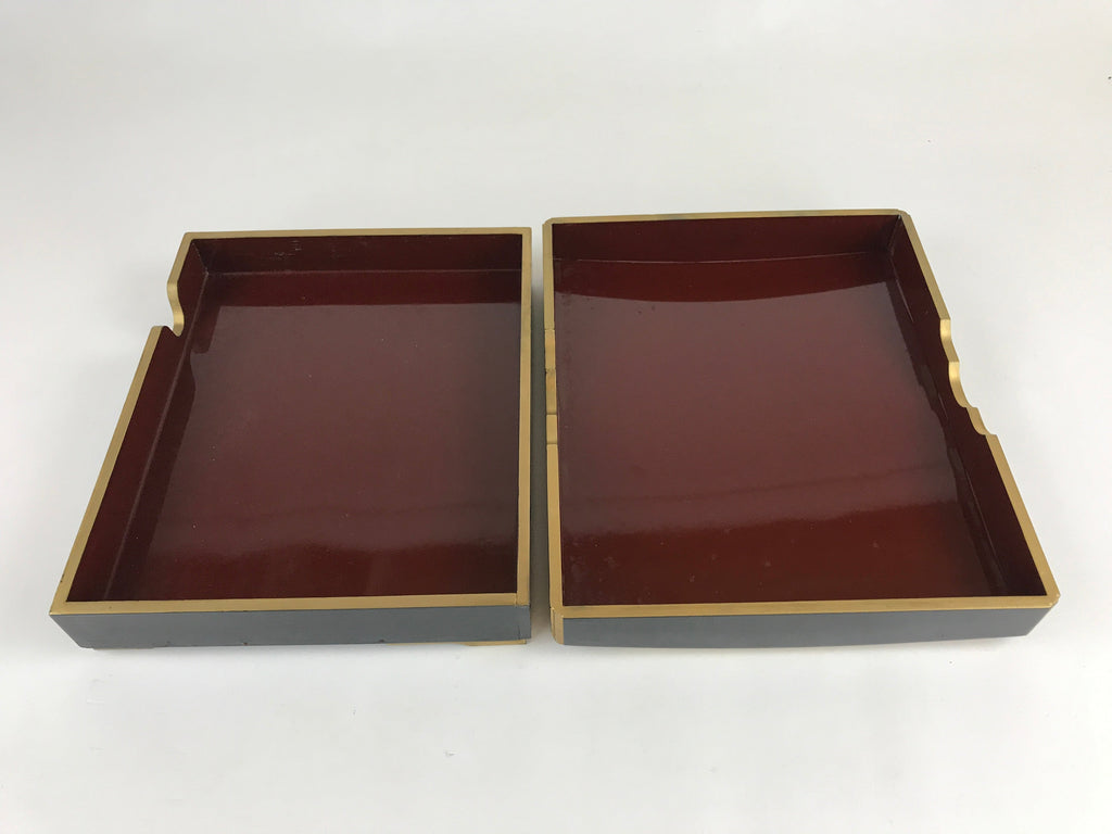 Antique Japanese Lacquerware Lidded Box Wood Fumibako Letter Book Butsudan FB71