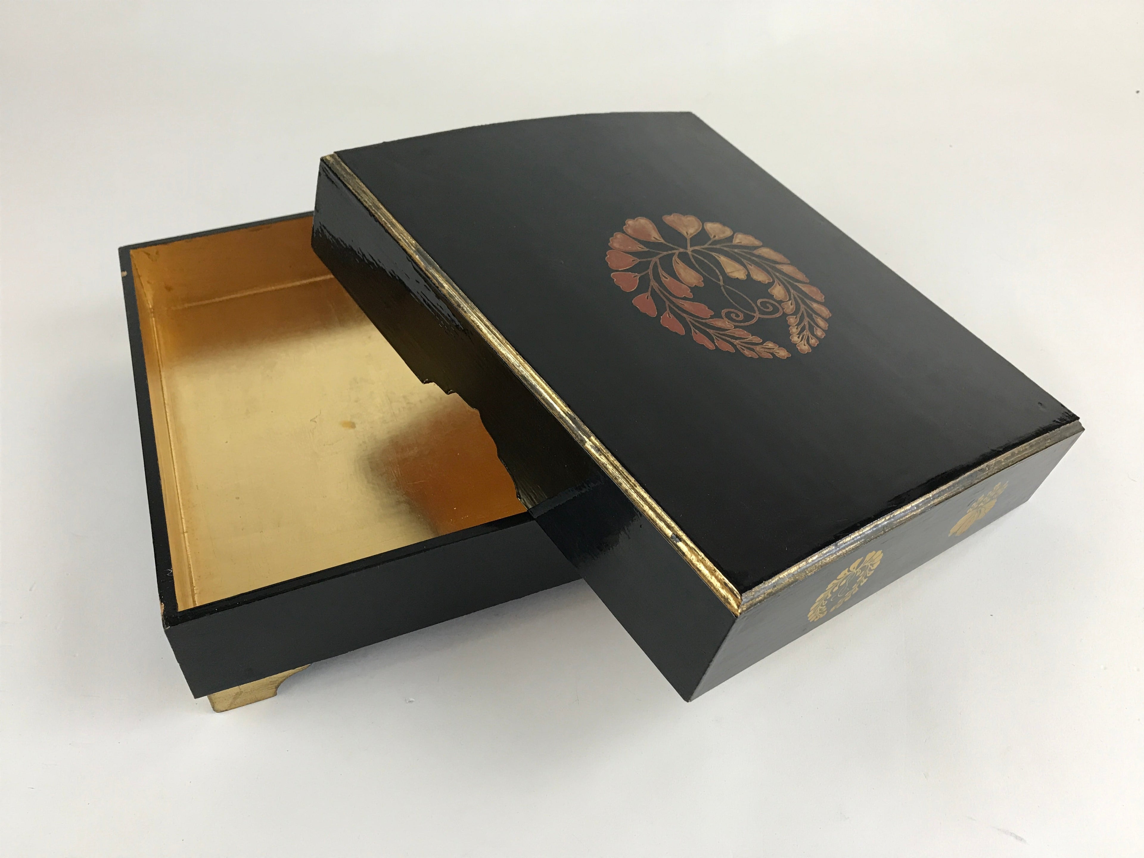 Antique Japanese Lacquerware Lidded Box Wood Fumibako Letter Book Butsudan FB72
