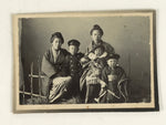 Antique Japanese Meiji Family Portrait Photograph Child Kimono Black White PH57