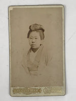 Antique Japanese Meiji Woman Posed Portrait Photograph Kimono Sepia Tone PH54