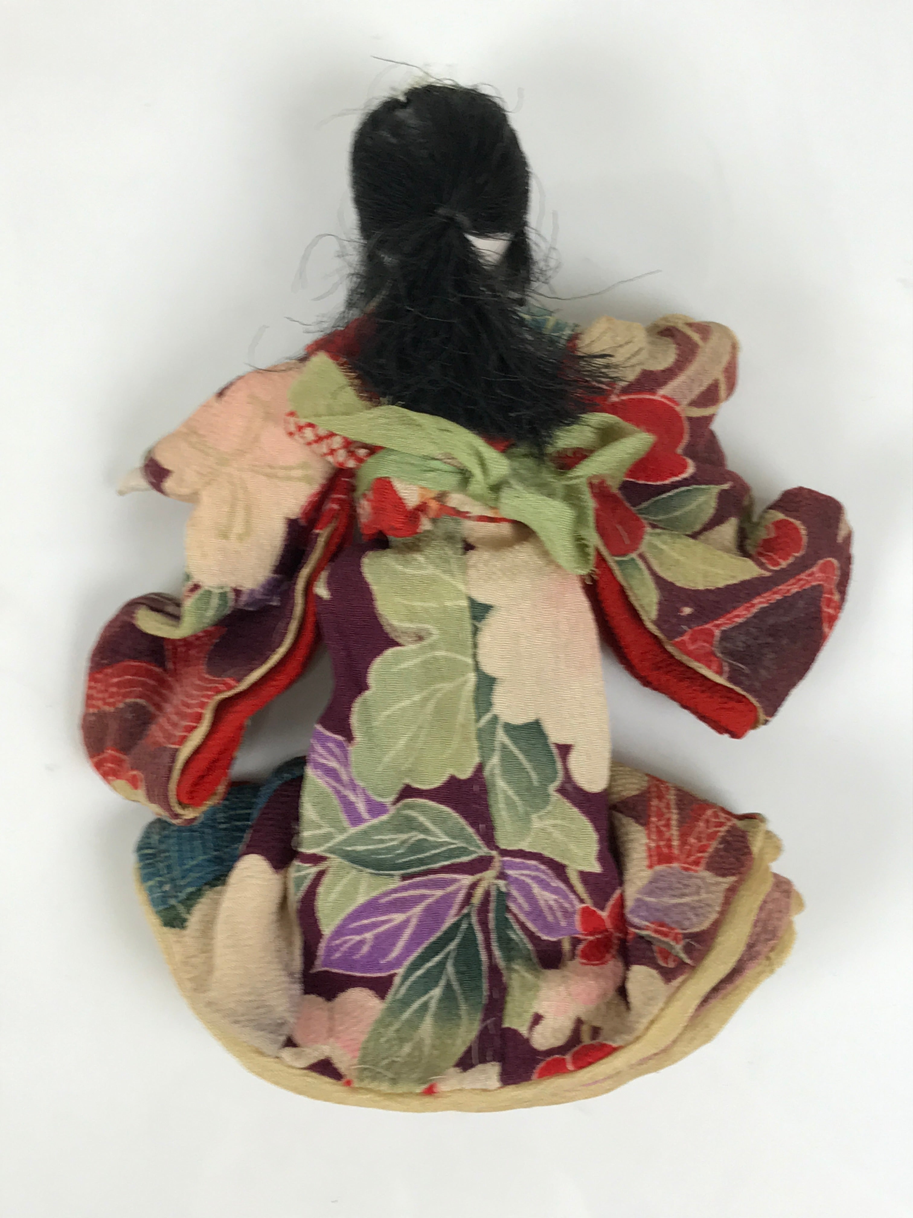Antique Japanese Ningyo Doll Silk Kimono Gofun Head c1900 Floral ID674
