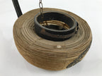 Antique Japanese Paper Handheld Chochin Lantern Kamon Tonogaito Brown Black LT78