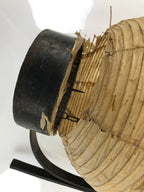 Antique Japanese Paper Handheld Chochin Lantern Kamon Tonogaito Brown Black LT78