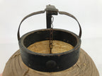 Antique Japanese Paper Handheld Chochin Lantern Kamon Tonogaito Brown Black LT78