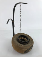 Antique Japanese Paper Handheld Chochin Lantern Kamon Tonogaito Brown Black LT78